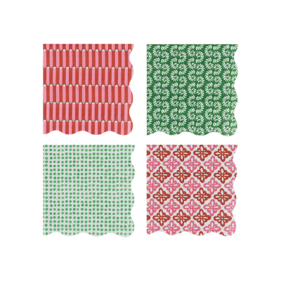 Meri Meri x Molly Mahon Red And Green Small Napkin|Meri Meri