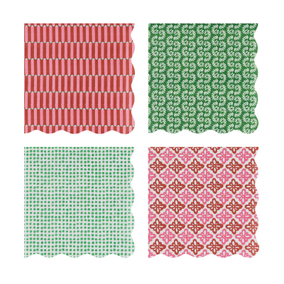 Meri Meri x Molly Mahon Red And Green Large Napkin|Meri Meri