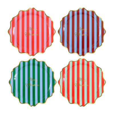 Striped Merry Christmas Side Plates|Meri Meri
