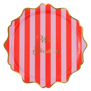 Striped Merry Christmas Dinner Plates|Meri Meri