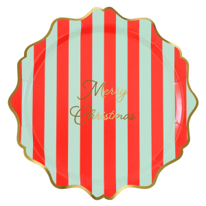 Striped Merry Christmas Dinner Plates|Meri Meri