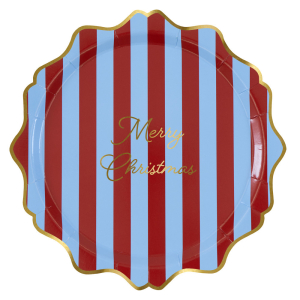 Striped Merry Christmas Dinner Plates|Meri Meri