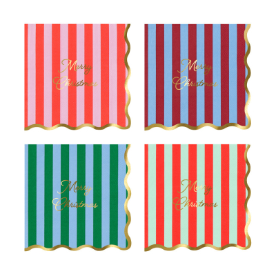 Striped Merry Christmas Large Napkins|Meri Meri