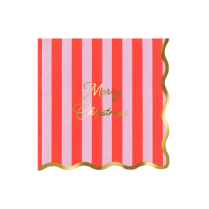 Striped Merry Christmas Large Napkins|Meri Meri