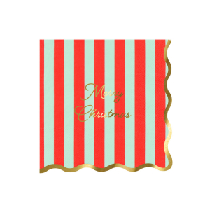 Striped Merry Christmas Large Napkins|Meri Meri