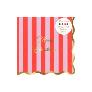 Striped Merry Christmas Large Napkins|Meri Meri