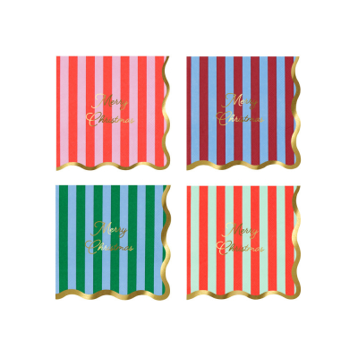 Striped Merry Christmas Small Napkins|Meri Meri