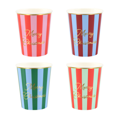 Striped Merry Christmas Cups|Meri Meri