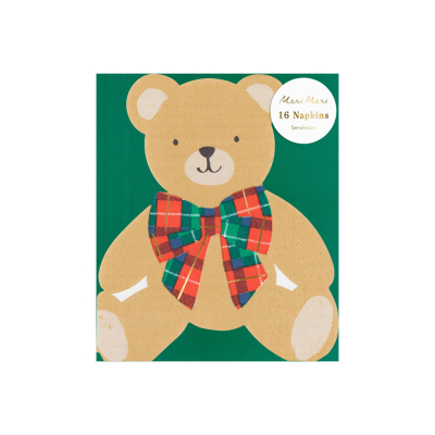 Plaid Teddy Napkins|Meri Meri