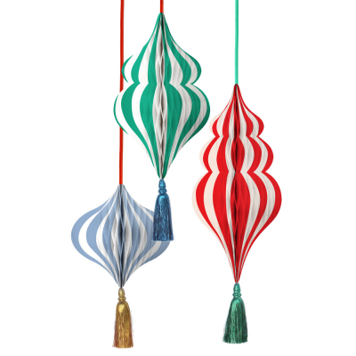 Large Striped Paper Honeycomb Decorations|Meri Meri