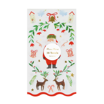 Foliage Santa Patterned Guest Towels|Meri Meri