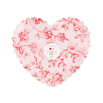 Toile Floral Heart Plates|Meri Meri