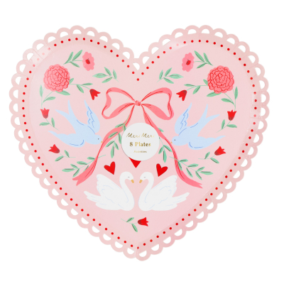 Lovebird Lace Heart Plates|Meri Meri