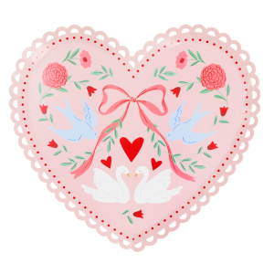 Lovebird Lace Heart Plates|Meri Meri