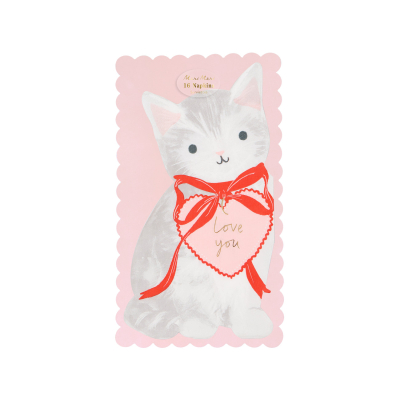 Valentines Kitten Napkins|Meri Meri