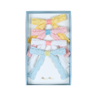 Pastel Lace Bow Hair Clips|Meri Meri