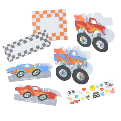 Monster Truck Valentines Cards And Stickers Set|Meri Meri