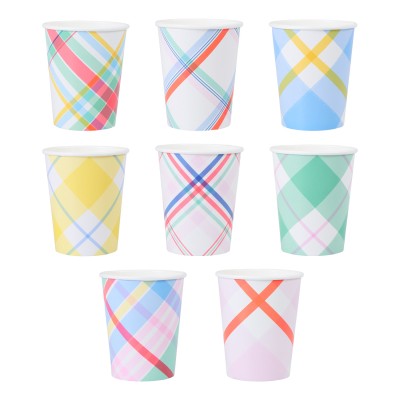 Pastel Plaids Cups|Meri Meri