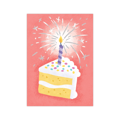 Candle In Slice Of Birthday Cake Card|Peaceable Kingdom