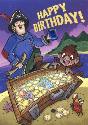 Pirate With Jewel Treasure Chest Card|Peaceable Kingdom