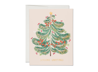 Festive Evergreen FOIL Holiday Card|Red Cap Cards