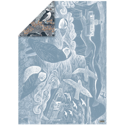 Fair Isle Puffins At Lighthouse Wrap|Art Angels