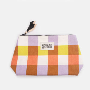 Multi Check Canvas Beauty Bag|Caroline Gardner