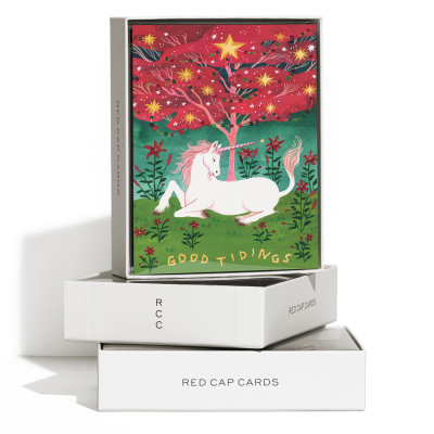 Good Tidings Unicorn FOIL Holiday Boxed Set|Red Cap Cards