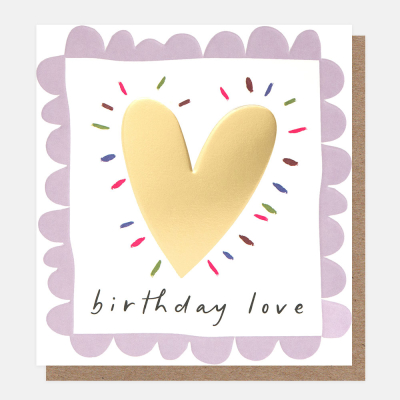 Birthday Gold Heart Lilac Scallop Border|Caroline Gardner