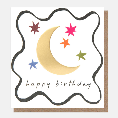 Happy Birthday Gold Moon Colourful Stars|Caroline Gardner
