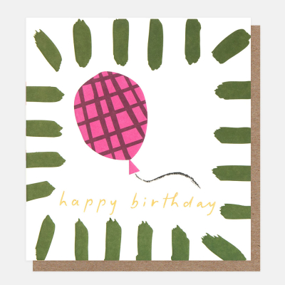 Happy Birthday Pink Baloon Green Border|Caroline Gardner
