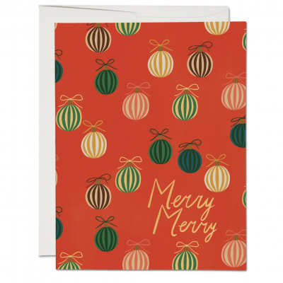 Merry Ornaments FOIL Holiday Card|Red Cap Cards