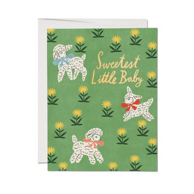 Little Lamb FOIL Baby Card|Red Cap Cards