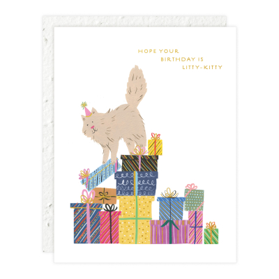 Purrfect Presents Birthday Card|Seedlings
