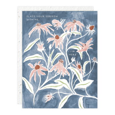 Pink Flowers Sympathy Single Card|Seedlings