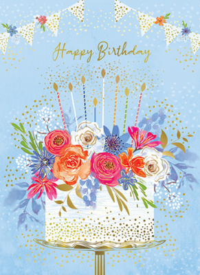 Birthday Cake Blue Floral