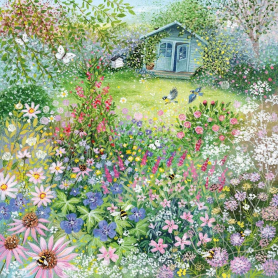 Garden With Bees And Butterflies