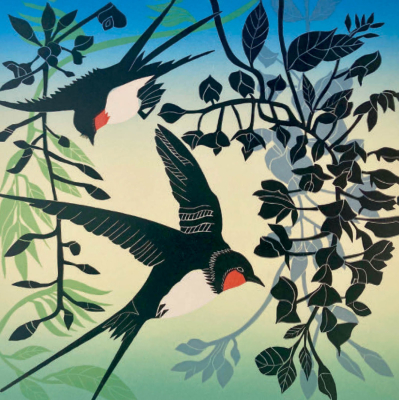 Swallows And Wisteria