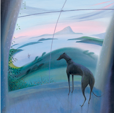 Greyhound By A Window