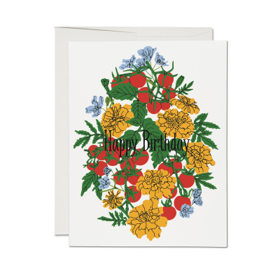 Tomato Blossoms FOIL Birthday Card|Red Cap Cards