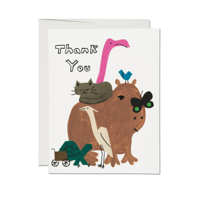 Capybara Friend Thank You card|Red Cap Cards