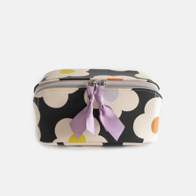 Multi Flower Charcoal Diagonal Cosmetic Bag|Caroline Gardner