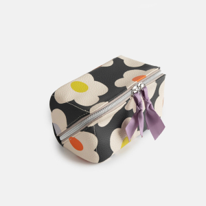 Multi Flower Charcoal Diagonal Cosmetic Bag|Caroline Gardner