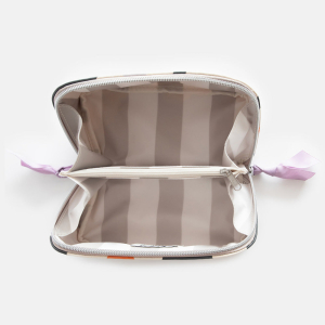 Multi Flower Charcoal Diagonal Cosmetic Bag|Caroline Gardner