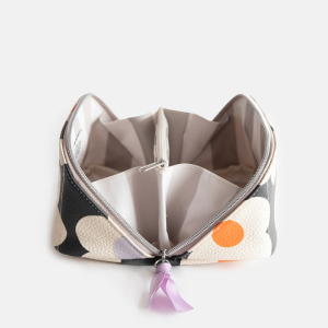 Multi Flower Charcoal Diagonal Cosmetic Bag|Caroline Gardner