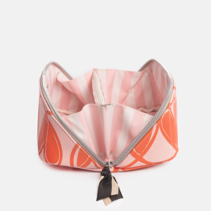 Pink Orange Hearts Diagonal Cosmetic Bag|Caroline Gardner