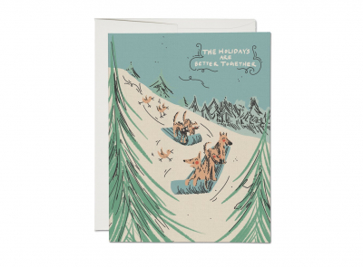 Sled Dogs Holiday Card|Red Cap Cards