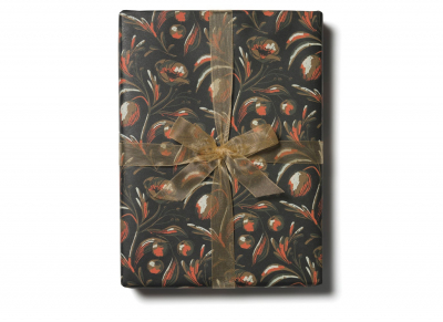 Midnight Flowers Holiday Wrap Roll|Red Cap Cards