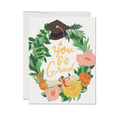 Graduation Wreath FOIL card|Red Cap Cards