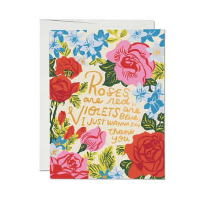 Roses and Violets FOIL Thank You Card|Red Cap Cards